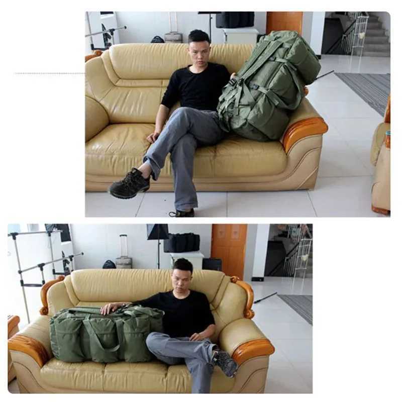 Large Shoulder Super Capacity 100L Luggage Bag Waterproof Travel Bags Backpack Outdoor Camping Tent BagC250407