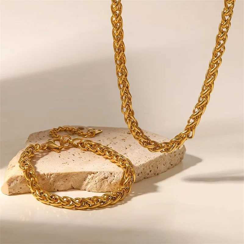 EILIECK 316L Stainless Steel Chain Necklace Bracelet Set Declaration Gold 18K Galvanized Jewelry Set Waterproof Bijoux Womens Y250408