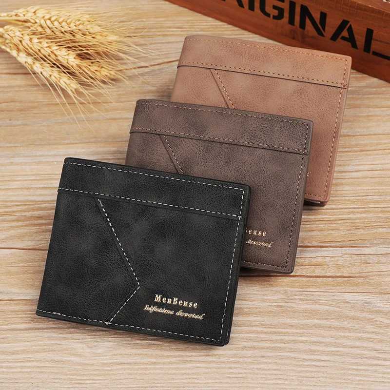 New Mens PU Leather Wallet Short Mens Wallet Card 2024 Top Vintage Male Small Wallet Coin Purse H2511071