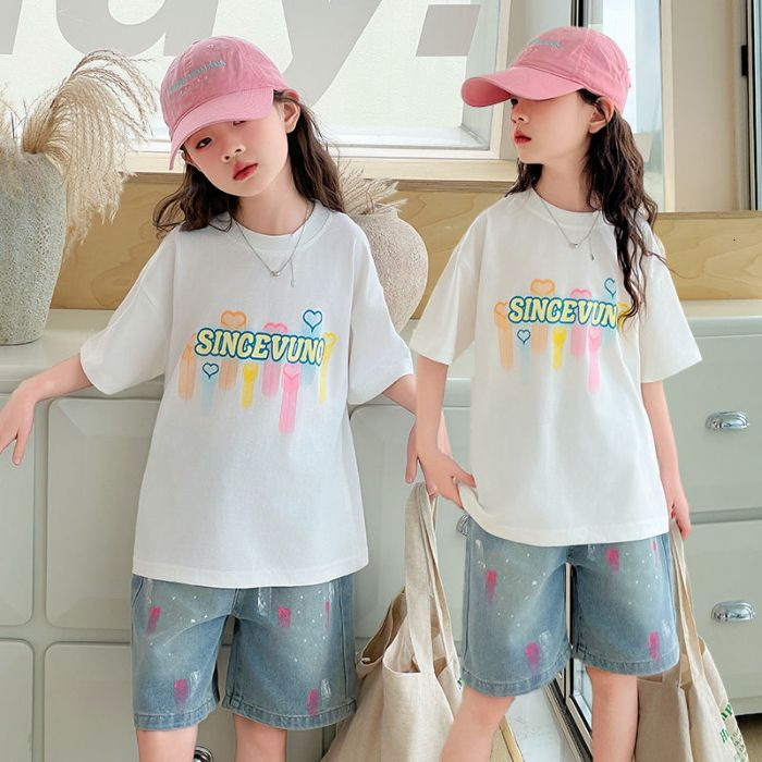 Ddmyshoesvip Fashionable Girls Short Sleeved T Shirt Women S Summer New Style Big Korean Version Children S Loose Casual Sweet And Cool Printed Top Tr