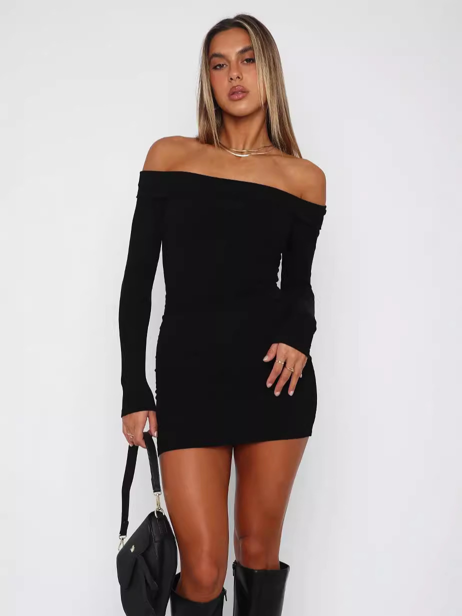G44Chic Hot Girl Dress - Elegant One Shoulder Backless Gown for Women During Autumn and Winter Season