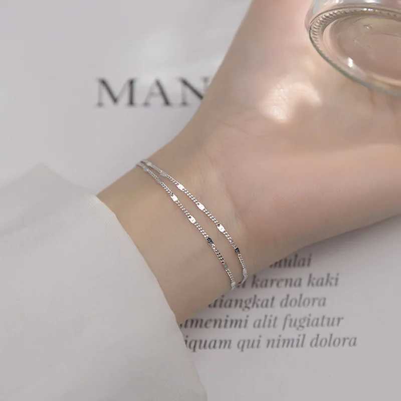 Trustdavis Genuine 925 Sterling Silver Fashion Sweet Doub Chain Layer Bracet For Wen Wedding Fine S925 Jewelry Gift DA199C250408