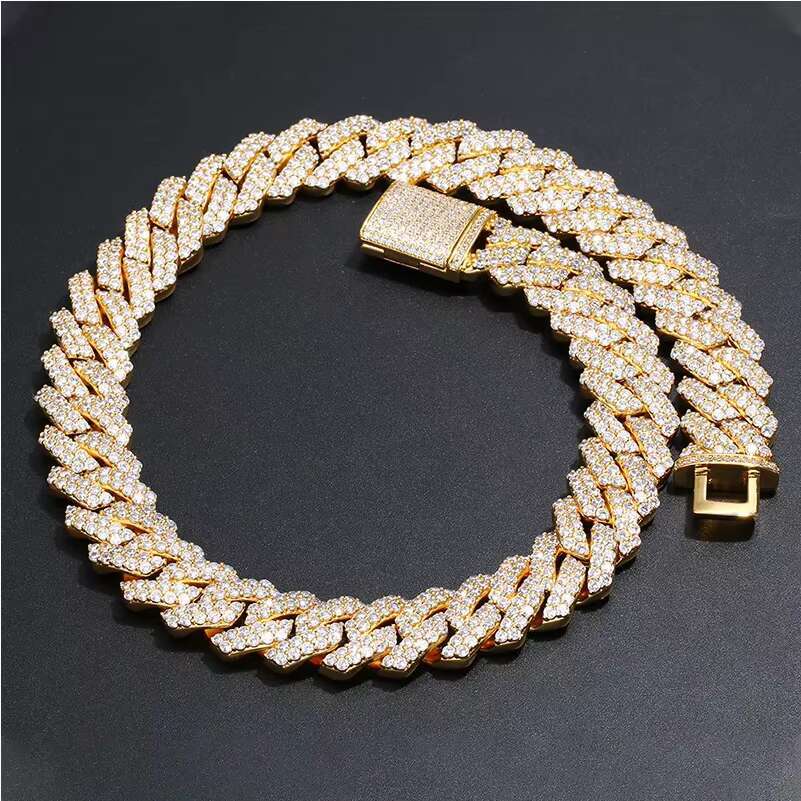 VVS Moissanite Cuban Bracelet Hip Hop Silver Jewelry Iced Out Cuban Link Chain 925 Silver Full Diamond 18K Gold Plated