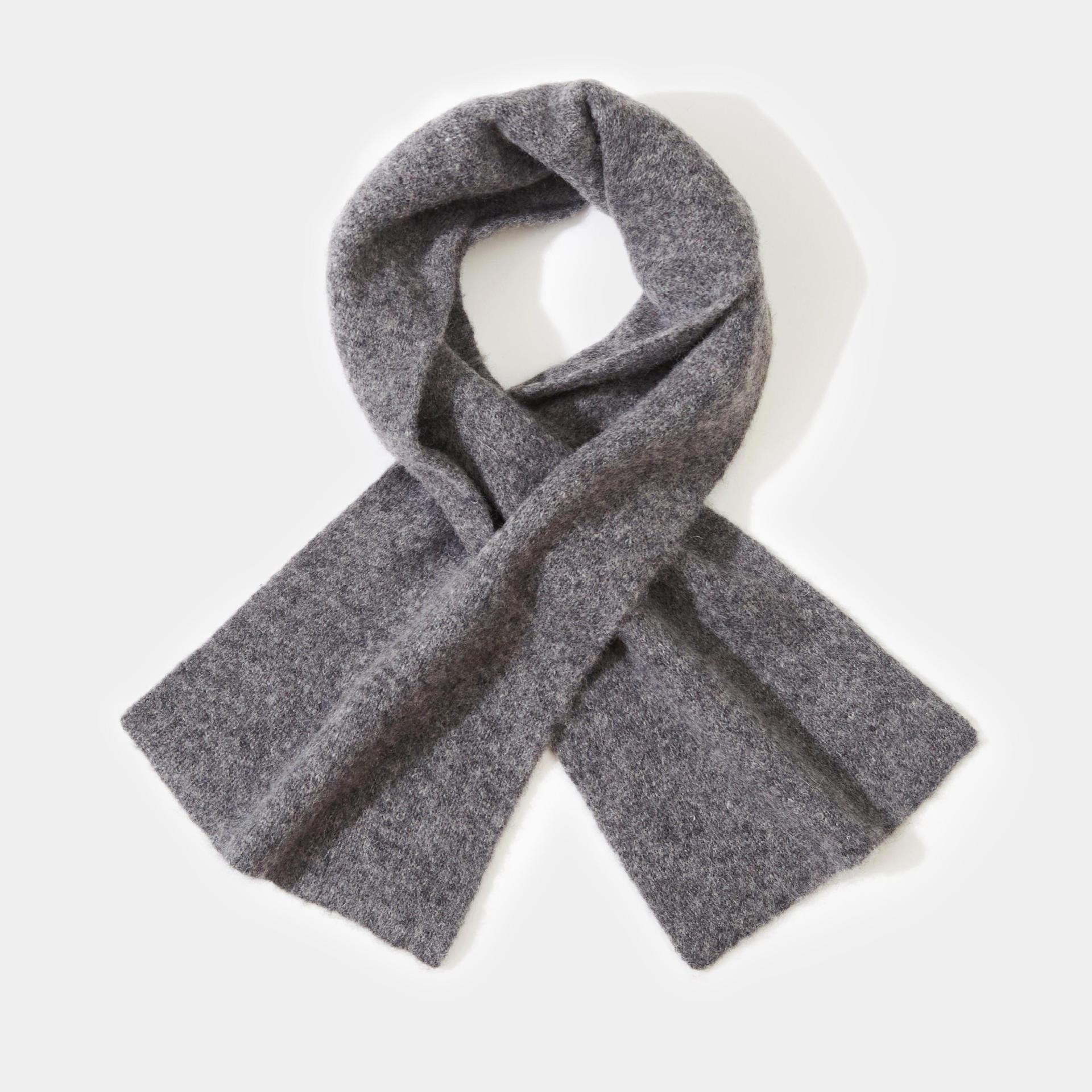 K341 Cashmere wool autumn and winter new unisex solid color perforated neck windproof knitted small scarf warm neck