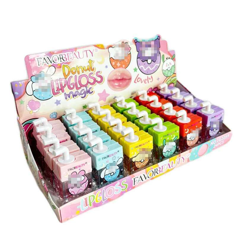 24Pcs Cute Cartoon Shiny Oil Set Lip Gloss Girls Woman Waterproof Longlasting Natural Moisturizing Lips Makeup