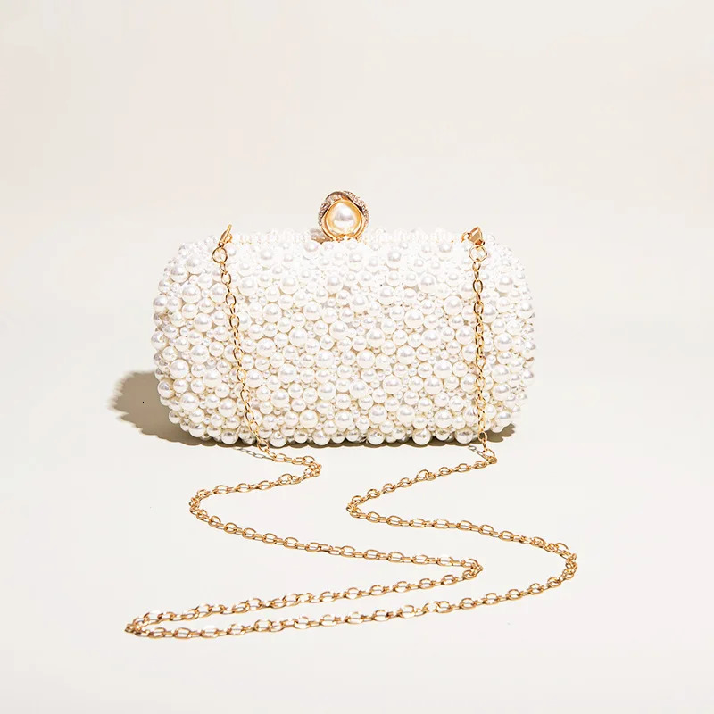 Womens Pearl Clutch Bag Crystal Evening Wedding with Chain Handbag er Party Wallet 250320