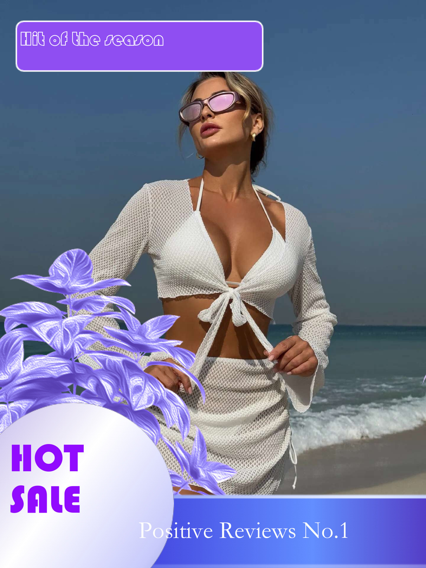Dongdumaoyi Summer Holiday Piece Bikini Set Women Sexy White Long Sleeve Cover Up And Skirt Swimsuit Beach Bathing Suit Pool Swimwear