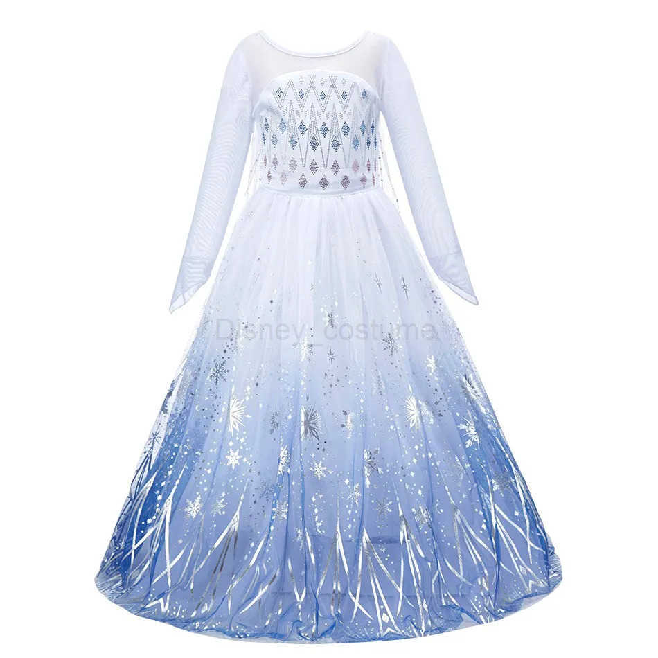 Disney Girl Jasmine Princess Dress Child Elsa Anna Bella Long Haired Princess Mermaid Dress Child Snow White Cinderella Aurora Dress X250408
