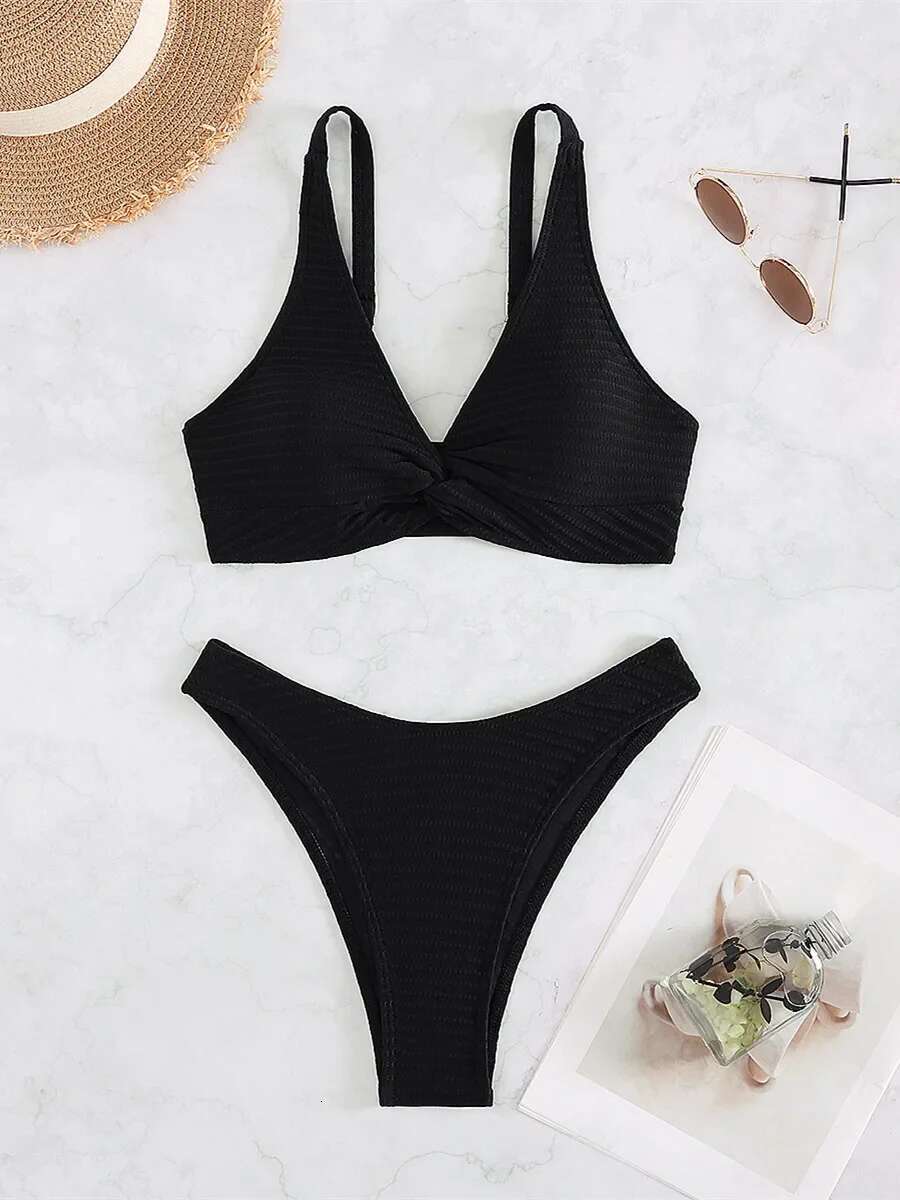 Dongdumaoyi Sexy Front Bow Push Up Bikinis Sets Women White Black Bandage Cross Swimwear Beach Bathing Suit Swimsuit Trajes De Ba O
