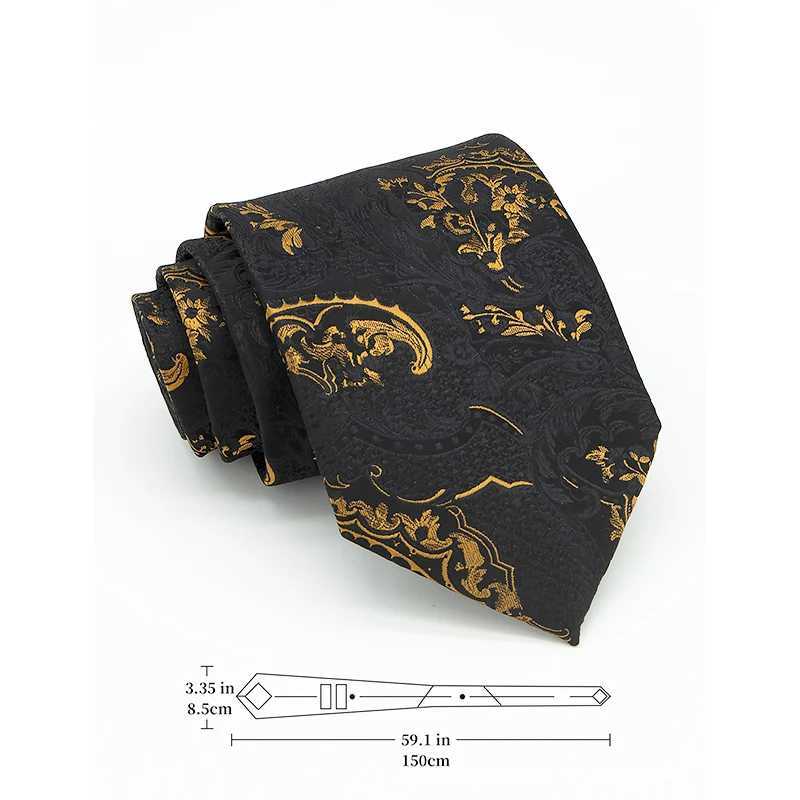 8.5cm Paisley Patter Vintage Mens Tie Hanky Cufflinks Set Wedding Gro Business Formal New Model Handmade Necktie X250407