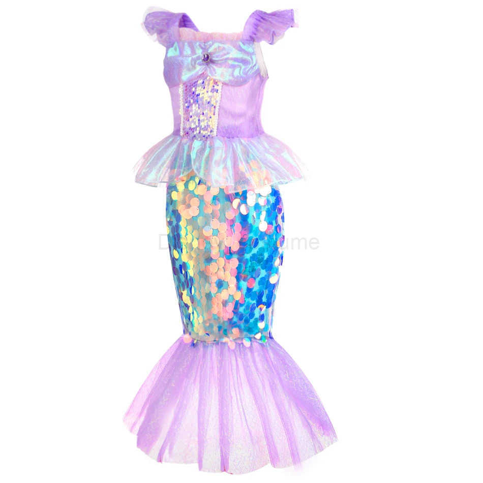 Disney Mermaid dress girl charm princess role-playing sequin glitter costume girl fish beauty birthday party Halloween costume X250408