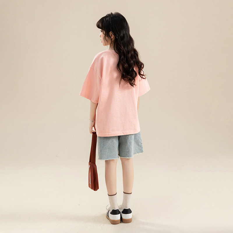 Ddmyshoesvip Summer New Short Sleeved T Shirt Mid Size Children S Pure Cotton Casual Loose Girls Printed Top Trendy
