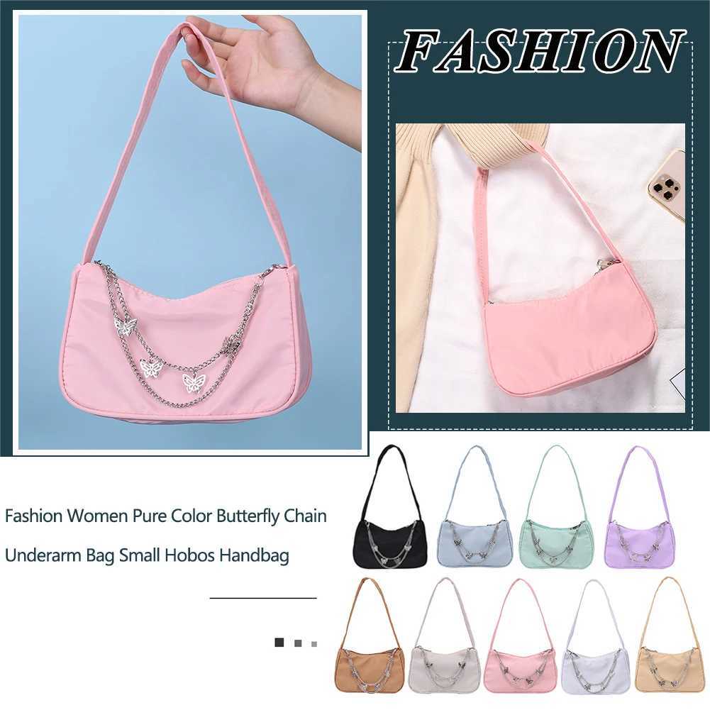 New Arrival Fashionable womens butterfly chain shoulder bag solid color casual full matching underwear bag elegant womens small homeless handbag T2504