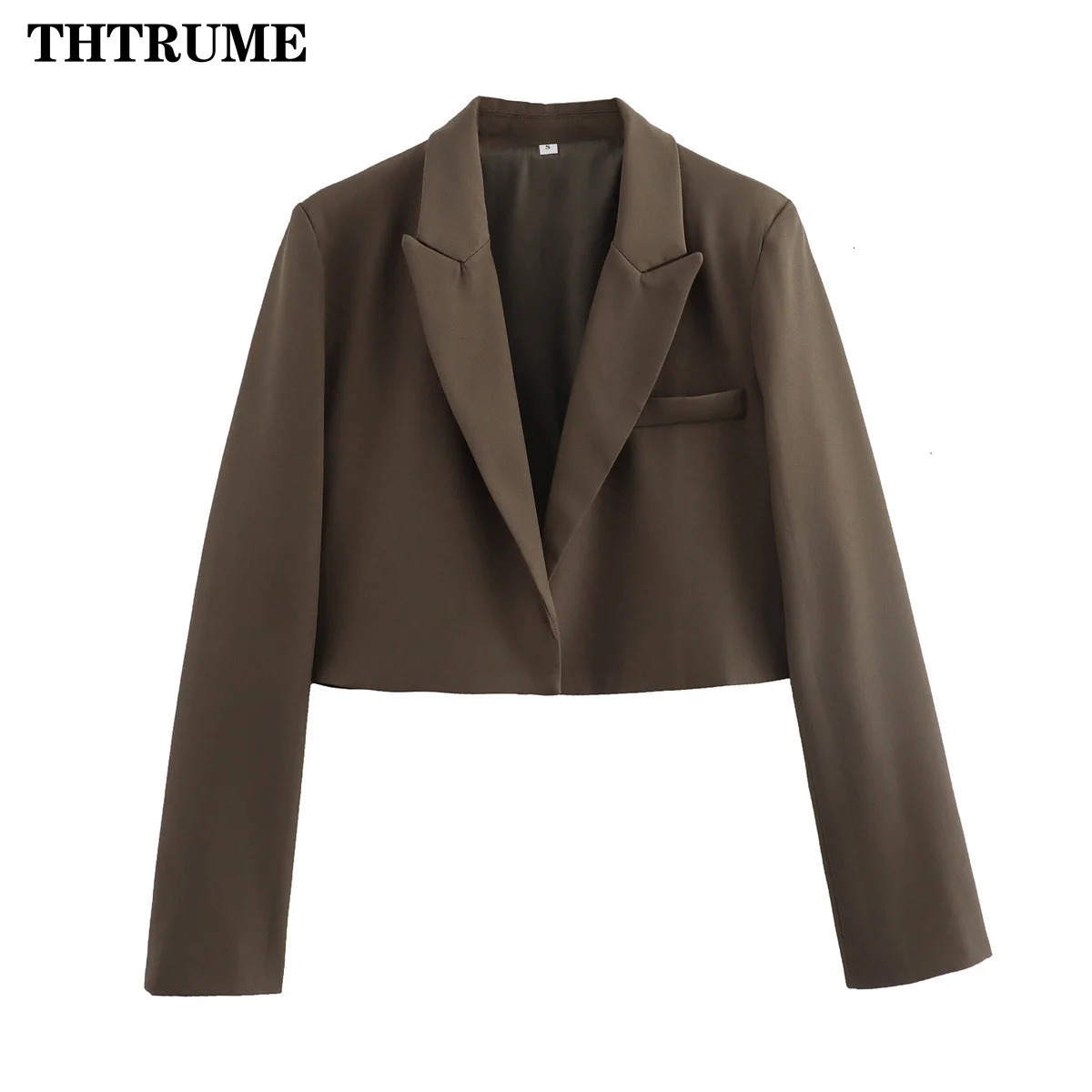 Fashionable womens white basic jacket elegant solid long sleeved autumn and winter open front casual short office 250407