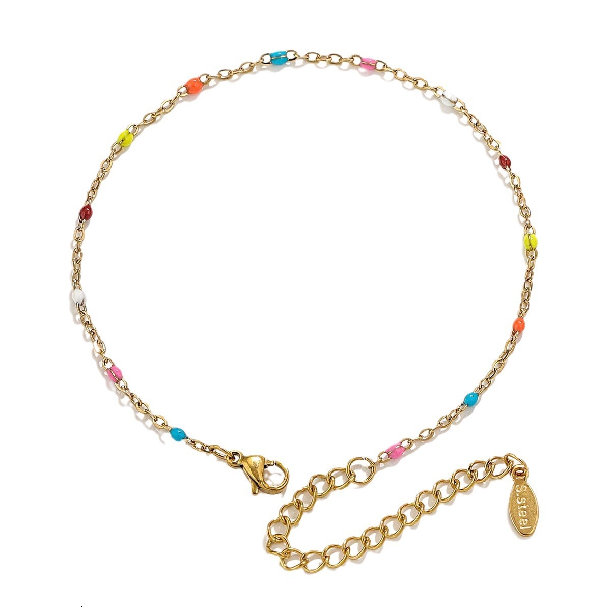 Dripping oil titanium steel niche design enamel cross chain bead jewelry bracelet