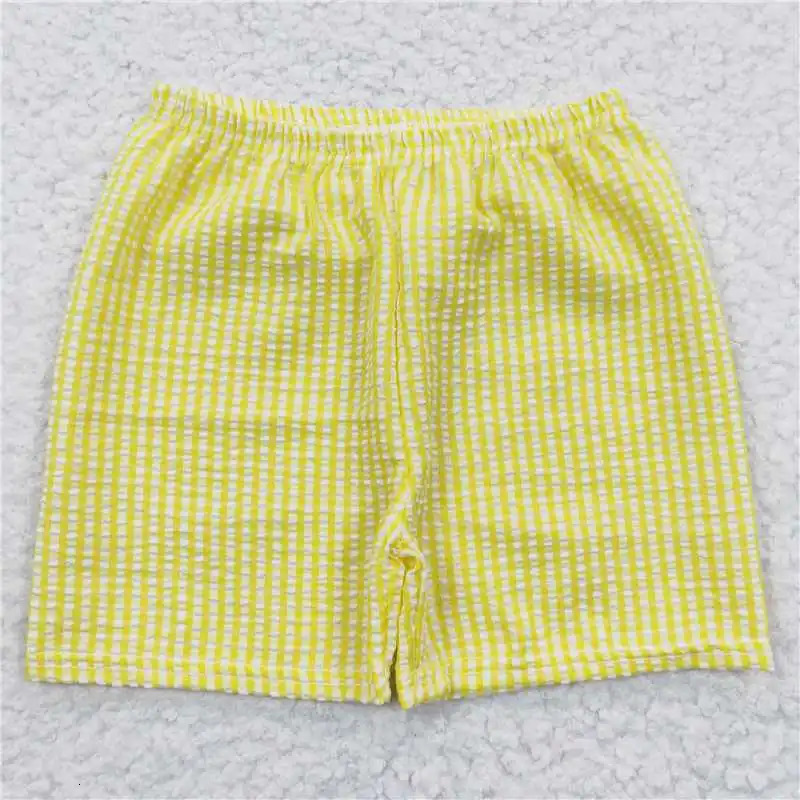 Wholesale western boutique clothing for baby girls boys summer slibling seersucker shorts 250408