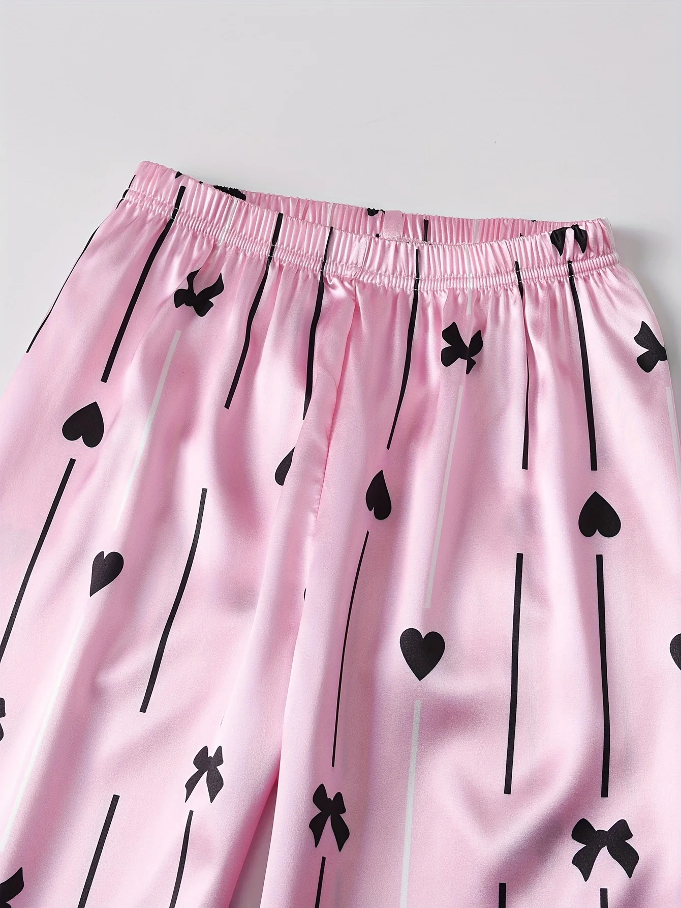 3-Piece Girls Striped Print Satin Pajama Set - Soft Breathable Loungewear with Button Up Lapel Collar Blouse Cami Top Pants 250407