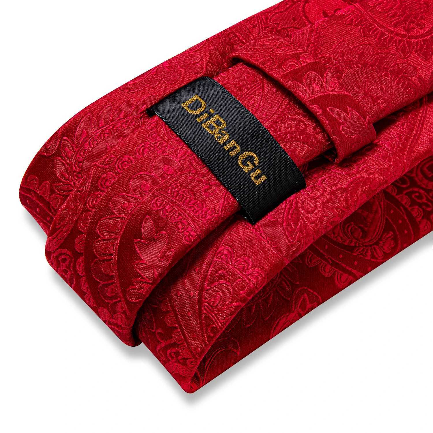 New Design Wedding Men Tie Red Solid Striped Paisley Neckties For Men Business Dropsing DiBanGu Hanky Cufflinks Tie Set X250407