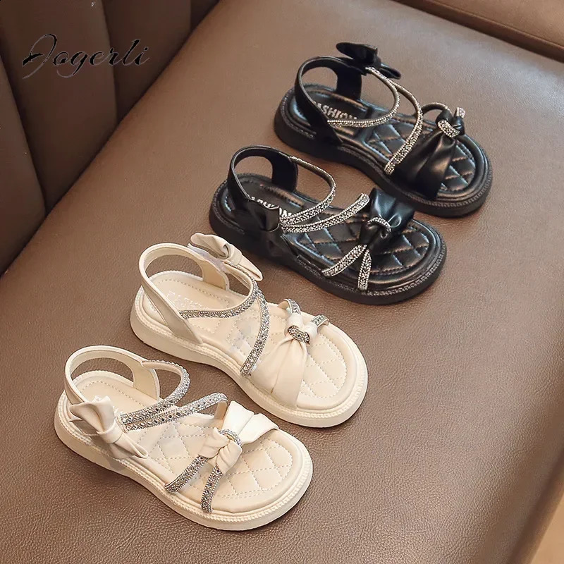 Girls Sandals Summer Soft-soled Rhinestone Princess Treasure Girl Childrens Shoes Flats Slipper 250408