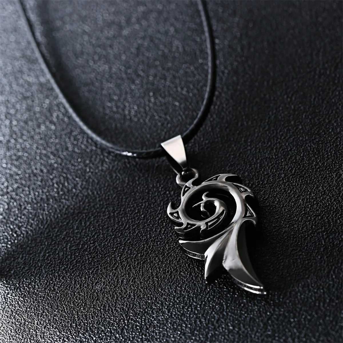 Creative Stainless Steel Flame Shaped Pendant Necklace For Women Men Punk Vintage Black Color Flame Choker Charm Jewelry GiftsC250407