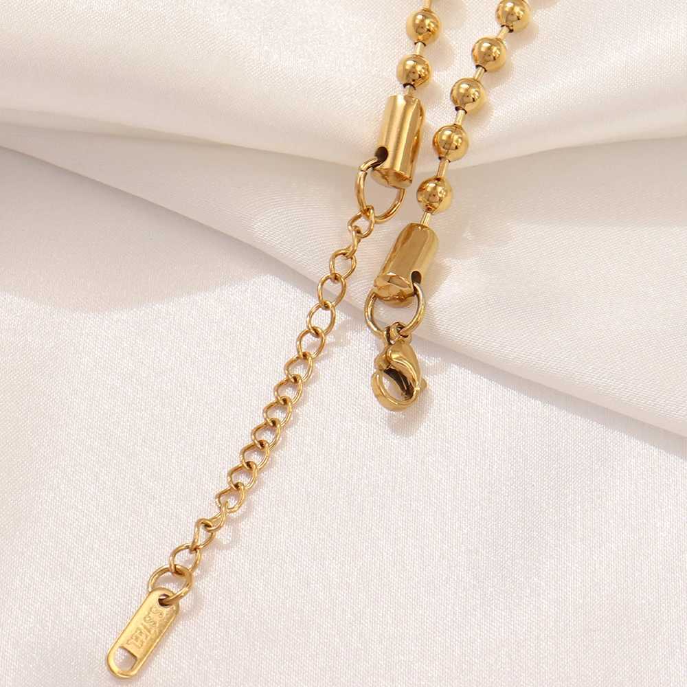 Stainless Steel Necklace For Women Men Gold Color Round Ball Chain Beads Chain Necklaces Choker Jewelry WholesaleC250407