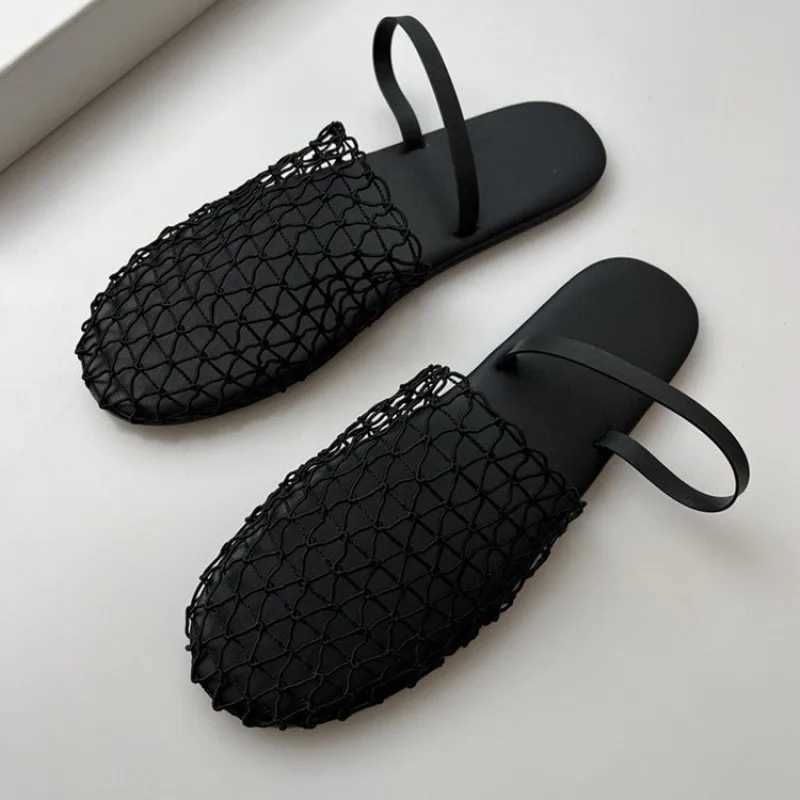 New Arrival Summer Mesh Hollow Sandals for Womens Apartment Shallow New Beach Shoes Comfortable Retro Womens Slippers T250407