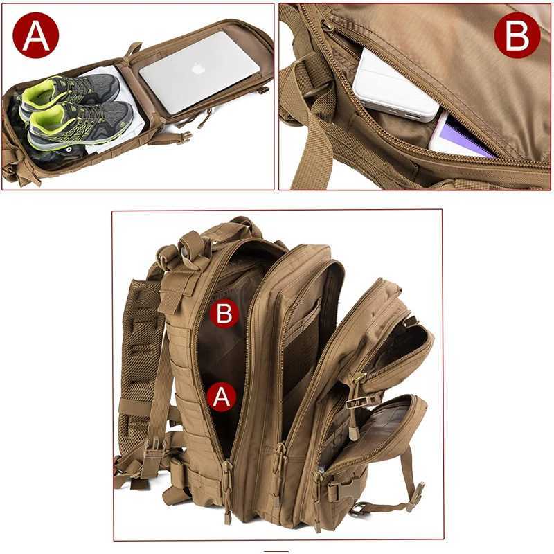 35L Tactical Backpack Molle Assault Rucksack Men Women Backpacks Travel Camping Hunting Hiking BackpackC250407