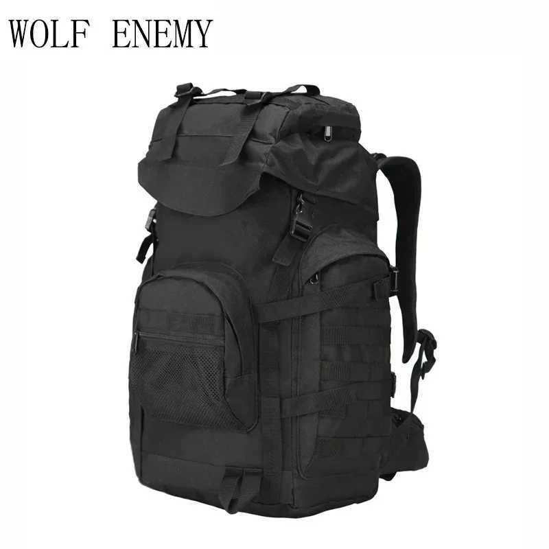 Outdoor Tactical Backpack 60L Hunting bag Trekking Sport Travel Rucksack Camping Hiking Camouflage Bag Assault KnapsackC250407
