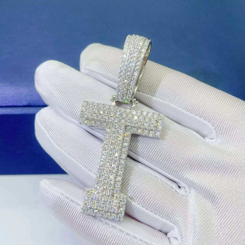 Hiphop Iced Bg Moissanite Dias Letter Sterg Sier 3D Initial Necklace