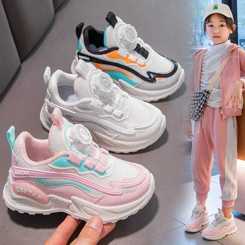 Girls sports shoes light running shoes childrens sports shoes rotating button childrens comfortable walking and jogging shoes boys coach W250407