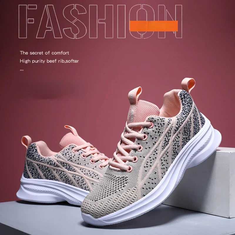 Womens mesh breathable sports shoes fashionable lightweight running shoes womens outdoor sports shoes flat Casua W250407