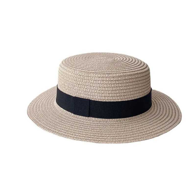 Korean Summer Mens and Wens Top Hats Straw Hats Sunshade Sunscreen Hats Beach Vacation Travel HatC250407