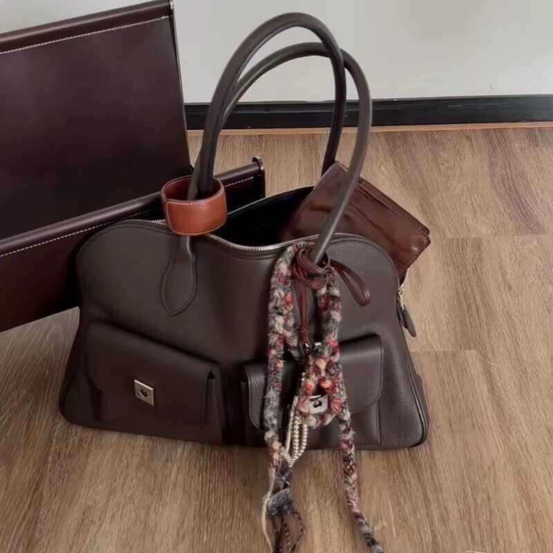 Retro Shell Design Used Multi Pocket Women's Shoulder Bag Handbag Trendy Street Chic Purse Large Capacity