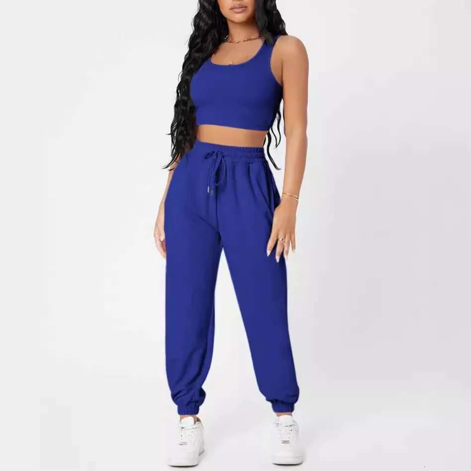 2025 New Spring And Autumn Plus Size Loose High Waist Vest Round Neck Elegant Casual Trousers Fashion Sports Fiess Set