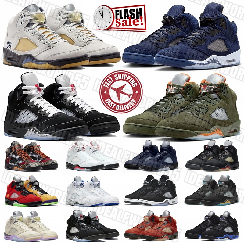 Designer Mens 5 Basketball shoes 5s sneakers Leather rubber Fire Red Black Tongue Black Metallic Reimagined Outdoor Shoes trainers free shipping