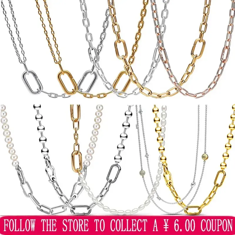 925 Silver Fit Necklace Pendant Heart Heart ME Series Metal Bead Chain and ME Small Chain New Women