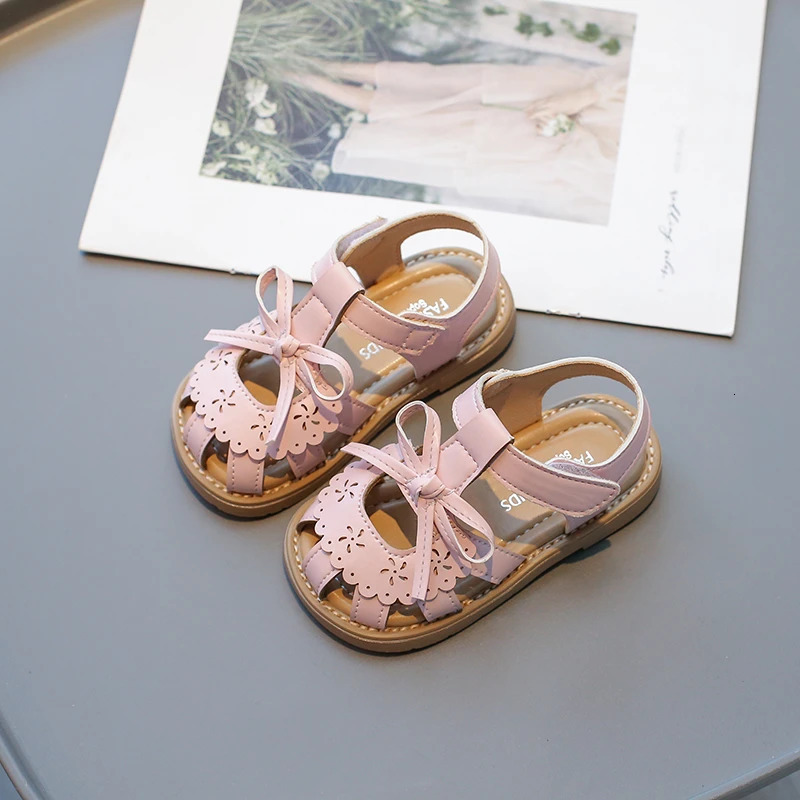 Girls Summer Breathable Hollowing Lace Princess Sandals Baby Girl Non-slip Soft Bottom Flat Casual Beach Shoes 21-30 250407