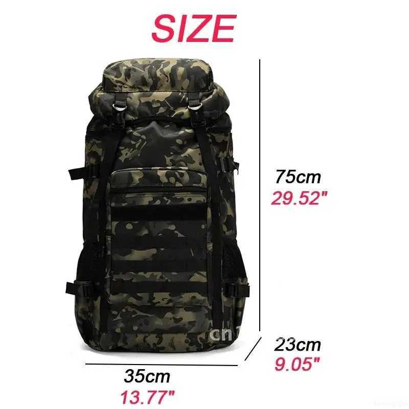70L Large Tactical Climb Waterproof Backpacks Outdoors Hiking Camping Travel BagsC250407
