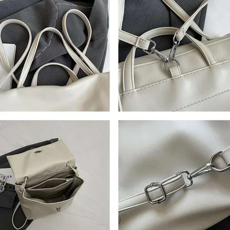High Quality Soft Leather Women's New Designer Soild Color Female Ladies Shoulder Bag Backpack Women