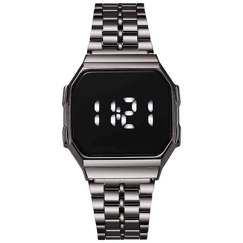 New digital display LED touch watch Electronic for Women rose gold and silver mens retro style watchT250408