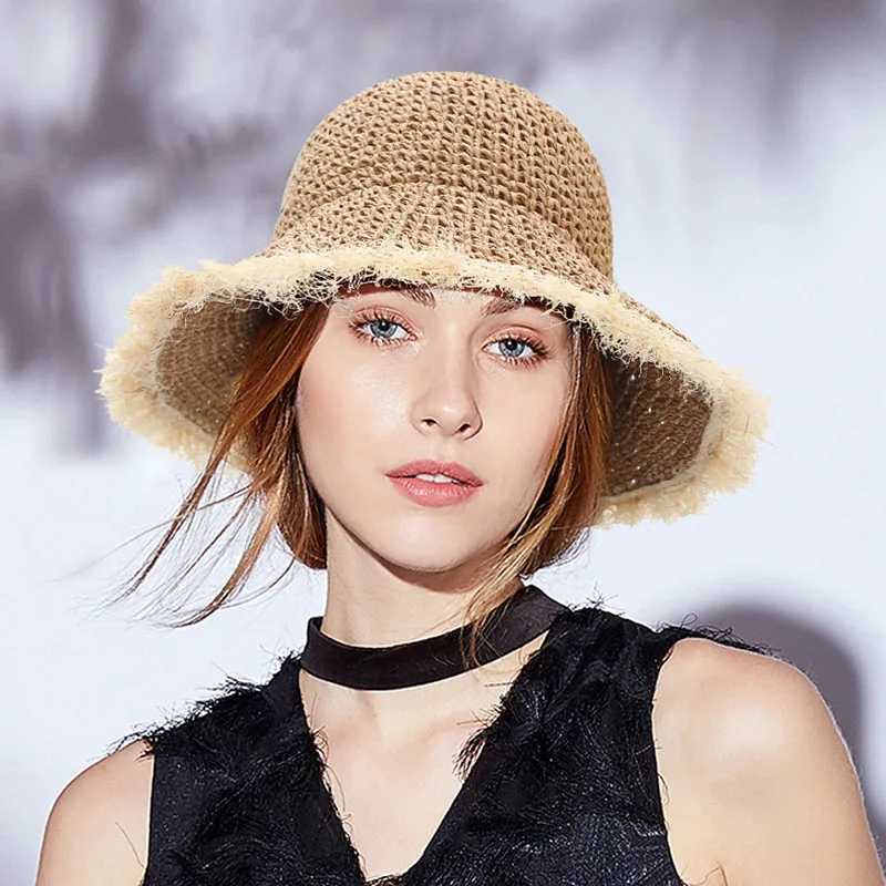 2023 Wens Straw Hats Chinese Straw Hat Panamas UV Protection Sun Visor Beach Hats Wen Visors Foldab Fa Summer Sun HatC250407