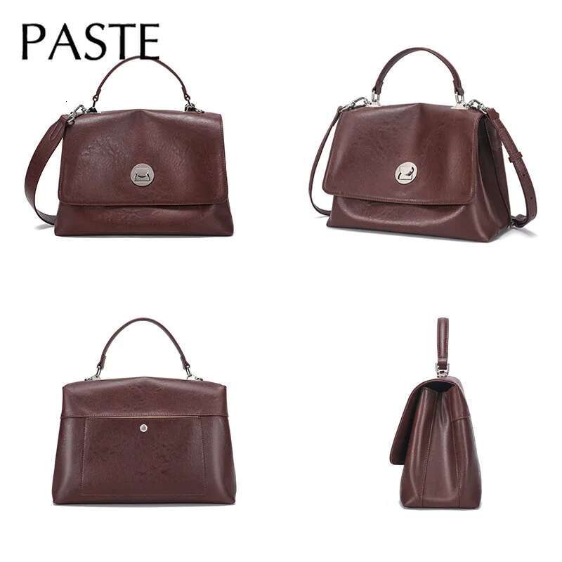 Retro Style Aesthetic Appearance Women Messenger Vegetable Tanned Cowhide Leather Female Shoulder Bag Lock Handbag