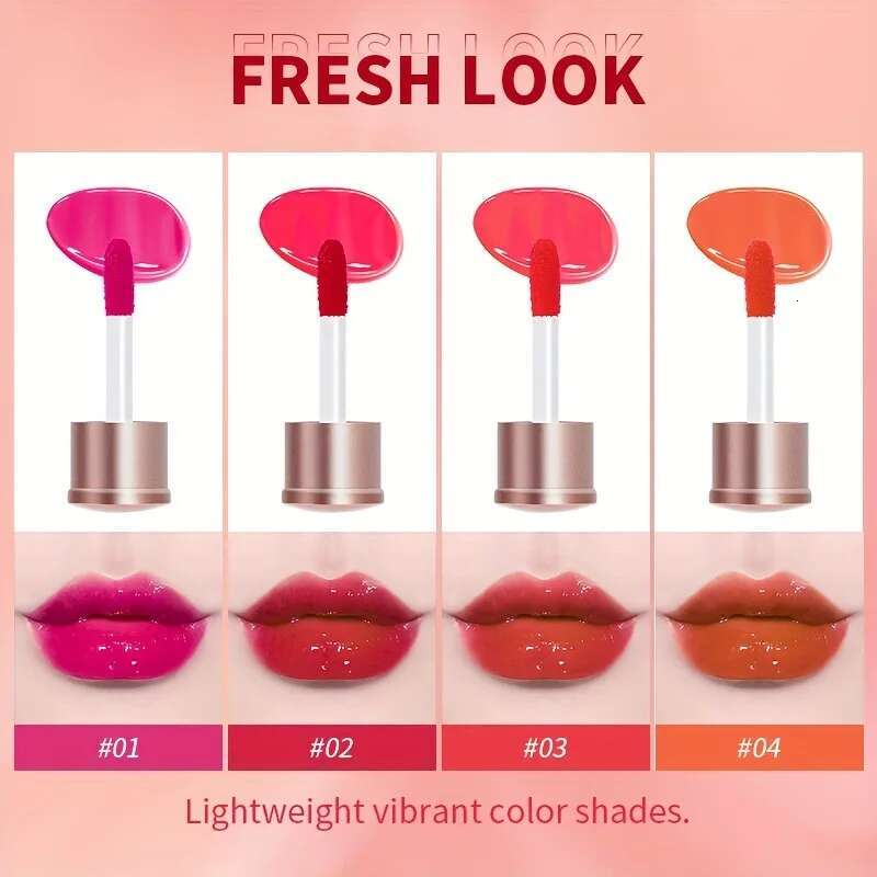 4 Colors Fruity Water Tint Set Highly Pigmented Lip Gloss Waterproof Non-Sticky Longlasting Women Lips Cosmetics Bulk
