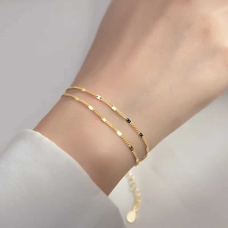 Trustdavis Genuine 925 Sterling Silver Fashion Sweet Doub Chain Layer Bracet For Wen Wedding Fine S925 Jewelry Gift DA199C250408