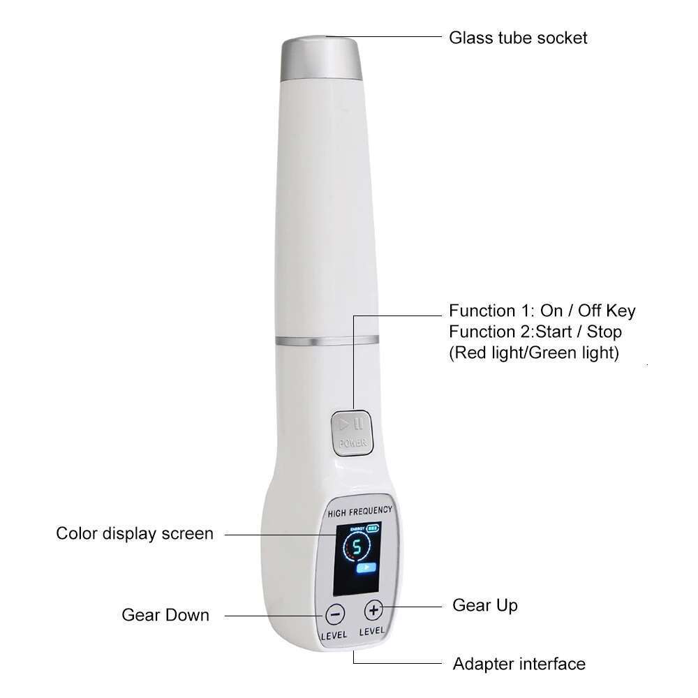 High Frequency Electrode Glass Tube Electrotherapy Acne Spot Remover Skin Care Home Spa Beauty Facial Therapy Wand