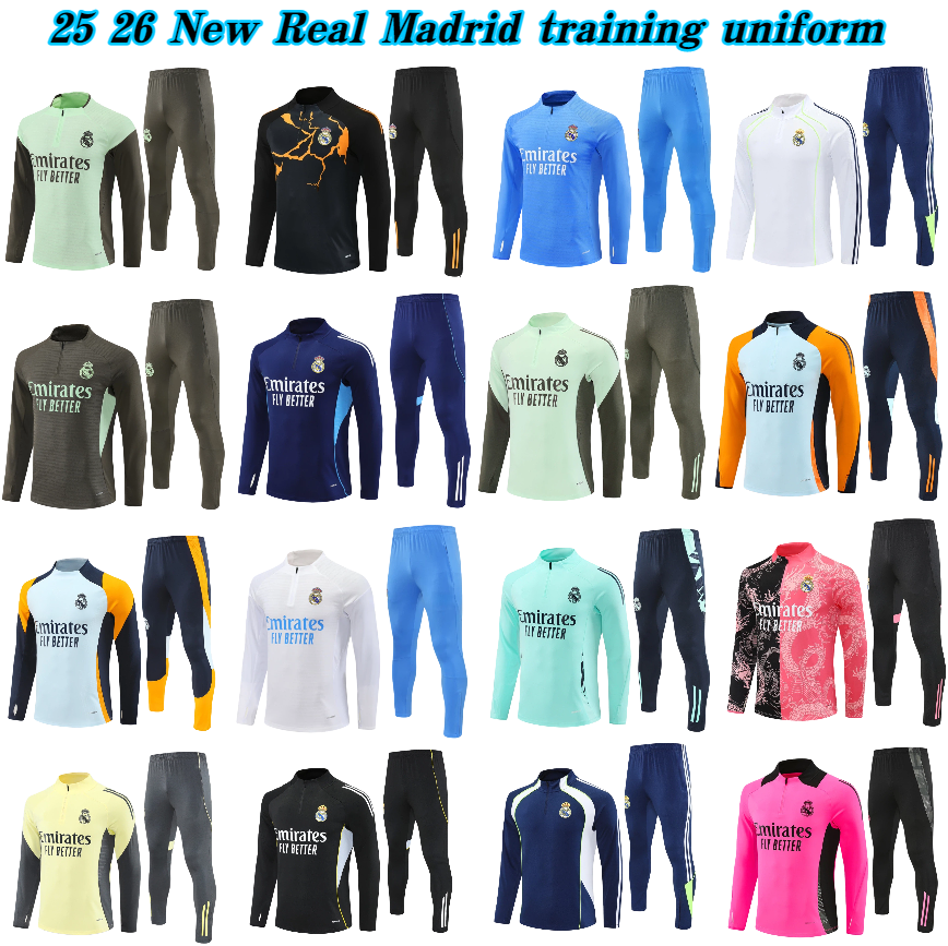25 26 Real chandal madrids Tracksuit soccer MBAPPE TRAINING 2025 2026 VINI JR BELLINGHAM Men Kid kit football Real madridtracksuits survetement Sportswear train