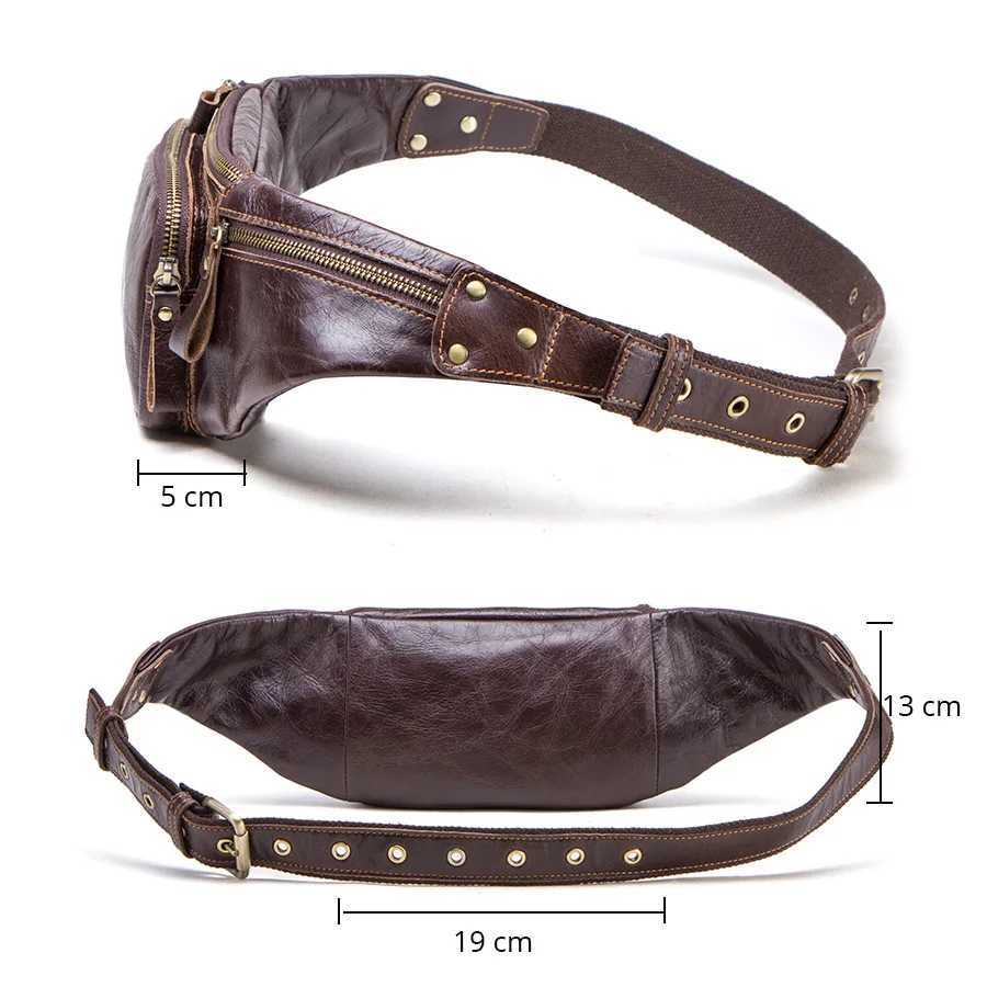 Contacts cowhide mens waist bag new casual little Fanny bag mens waist bag mobile phone and travel luggage Z250407