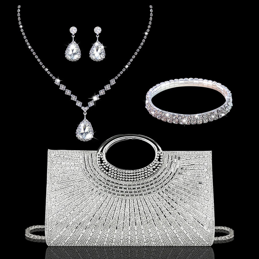 This ladys sparkling rhinestone party club is a perfect gift made with gorgeous pendant necklaces earrings and bracelets. 250402