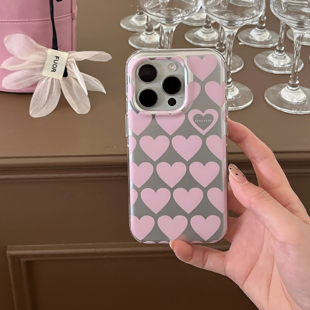 Full Screen Heart Magnetic Phone Case Compatible with iPhone 17/16 Card Holder Case iPhone 15/14 Pro Simple