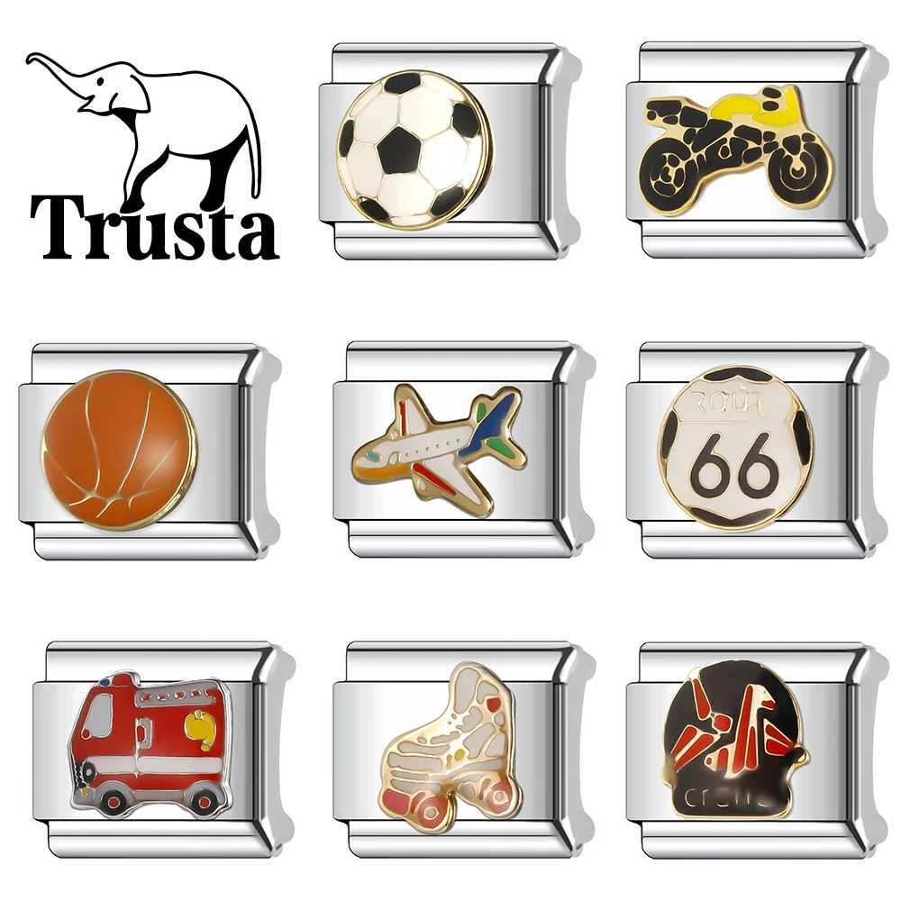 Trusta 2024 Cute Punk Car Charm Itan Links 9mm Bracelet Stainl Steel For Girl Boy Birtay Gift DIY Jewelry Wholes N010C250408